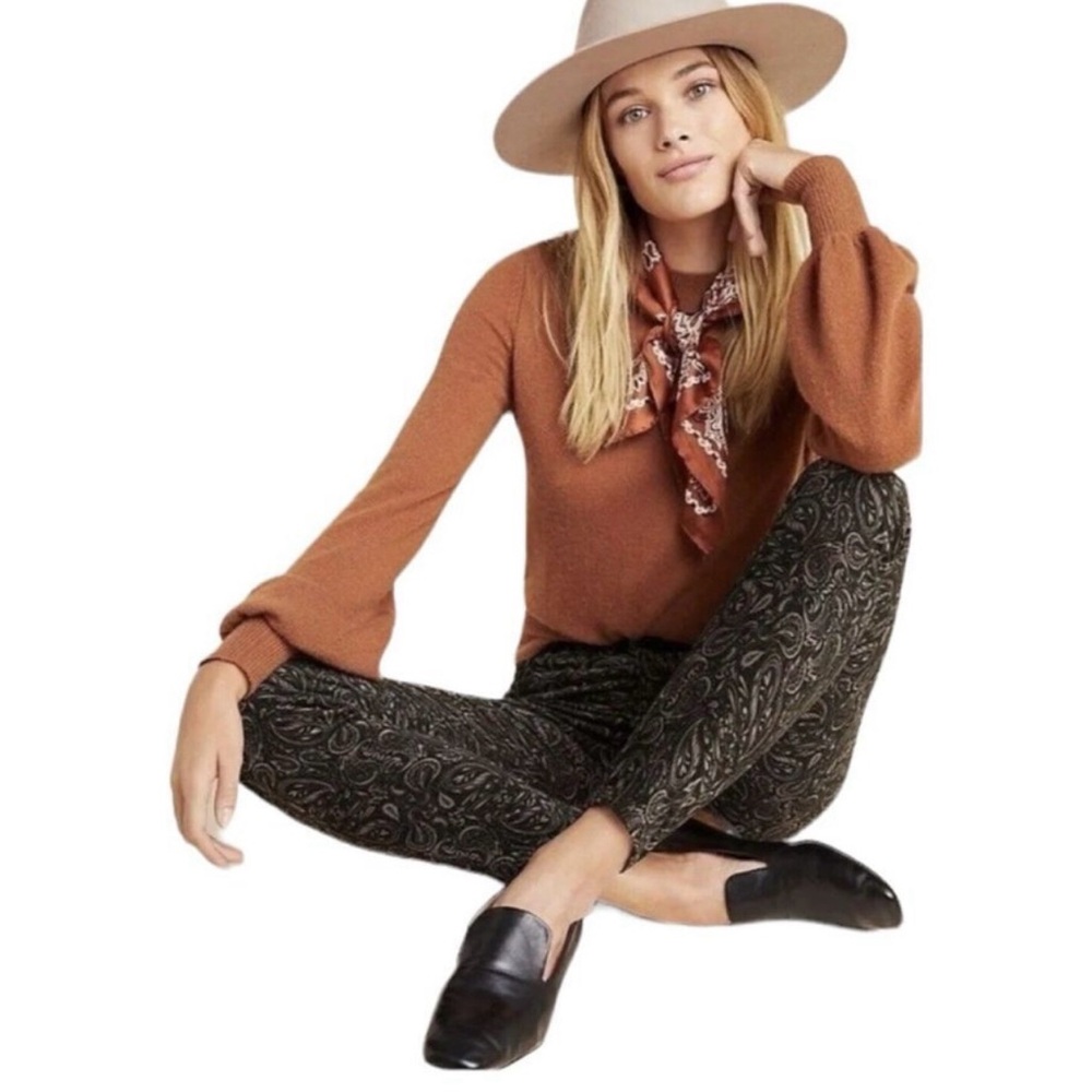 Anthropologie Charcoal Paisley Ankle Pants